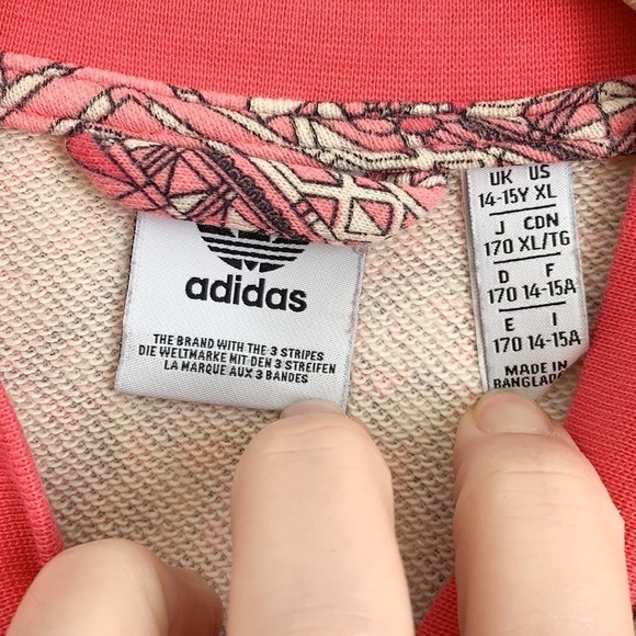 Adidas Pink Geometric Print Zip Up Track Jacket Y2K - Picture 9 of 10